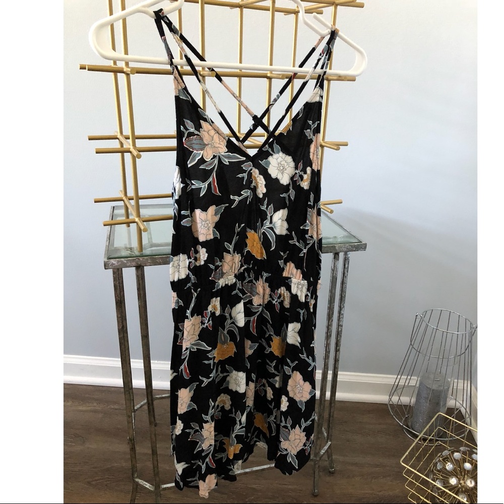 Black floral dress.